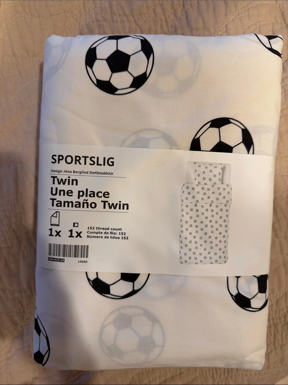 Sportslig twin cotton sheet and pillow set